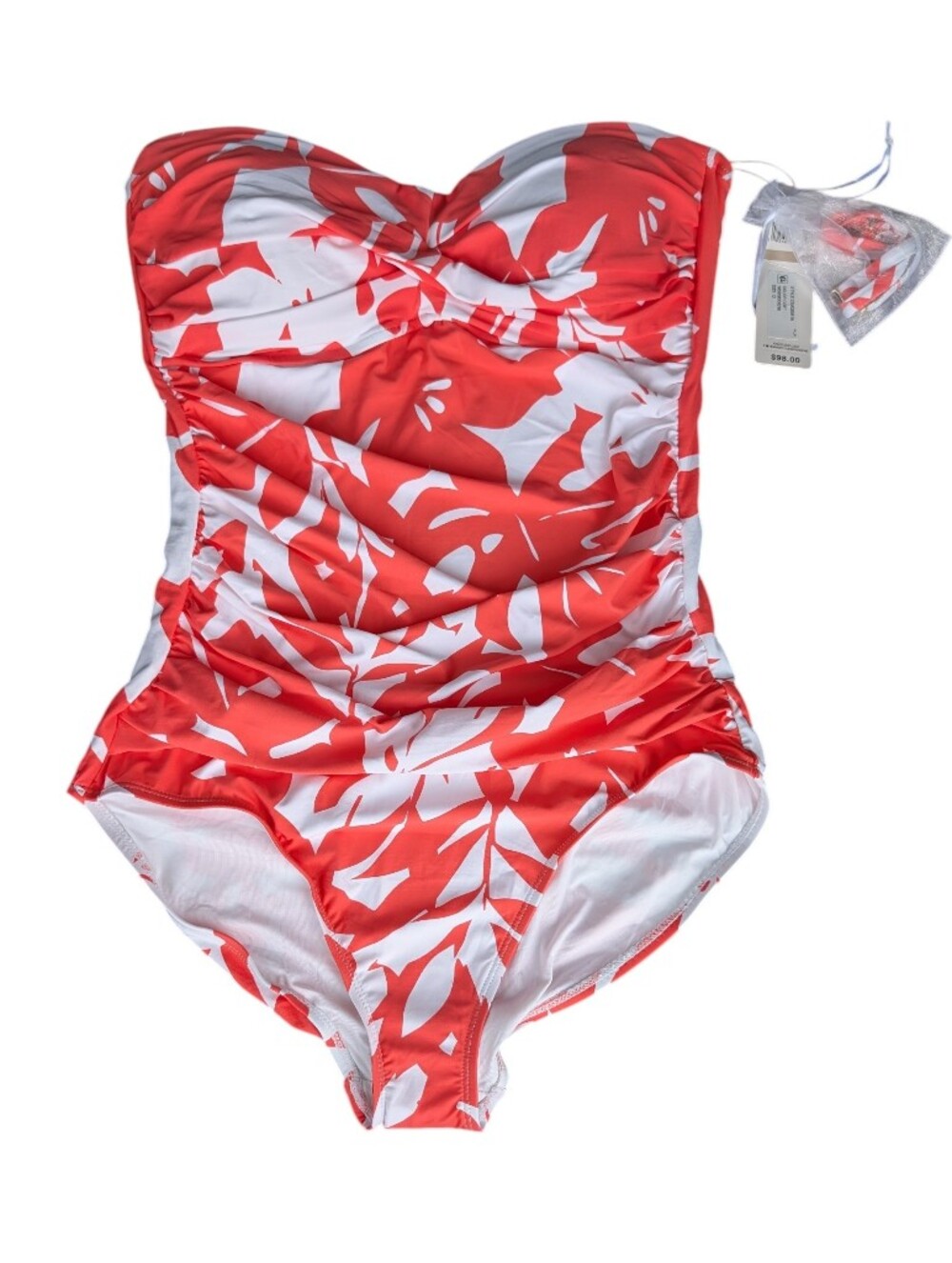 NWT Anne Cole Twisted Front One Piece Swimsuit - Coral - 12 - Picture 3 of 9